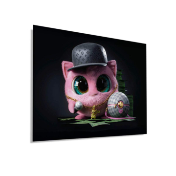 Pinke Katze mit Luxusuhr - Dibond-Bild matt