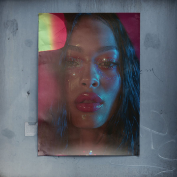 Neonowy portret kobiety z poświatą - plakat