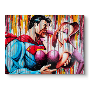 Pop art baiser inspiré de Superman - tableau sur toile