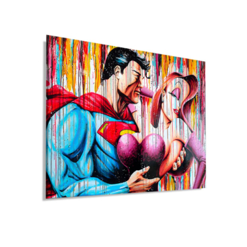 Pop art baiser inspiré de Superman - tableau Dibond mat