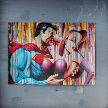 Kuss im Pop-Art-Stil inspiriert von Superman - Poster