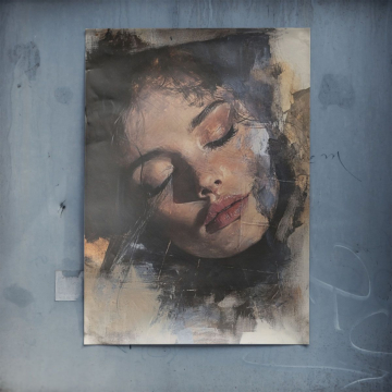 Portrait doux et abstrait de femme - poster