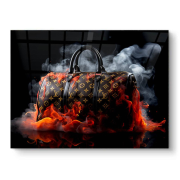 Płonąca torebka inspirowana Louis Vuitton - obraz na PVC z połyskiem
