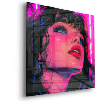 Portrait glamour néon - tableau en verre acrylique