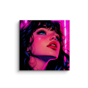 Neon Glam Portrait Canvas Art