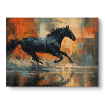 Running Black Horse Canvas Art