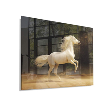 Caballo blanco celestial Gallop - cuadro en vidrio acrílico