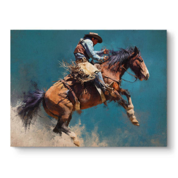 Rodeo Cowboy Horse Jump Canvas Art