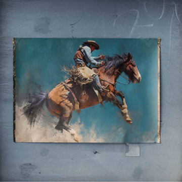 Rodeo-Cowboy beim Pferdesprung - Poster