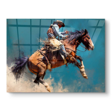 Salto de caballo en rodeo - cuadro PVC brillante