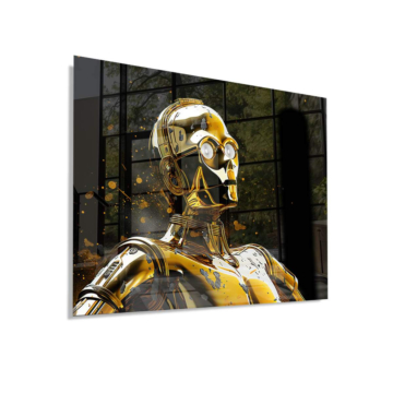 Dorado Droid inspirado en C-3PO - cuadro en vidrio acrílico