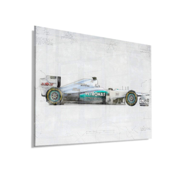 Plano lateral inspirado en Mercedes F1 - cuadro en vidrio acrílico