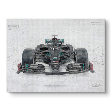 Mercedes F1 Inspired Front Blueprint Canvas Art