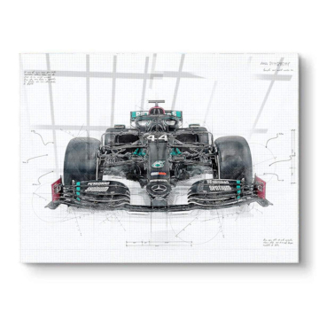 Plan technique avant inspiré de Mercedes F1 - tableau PVC brillant