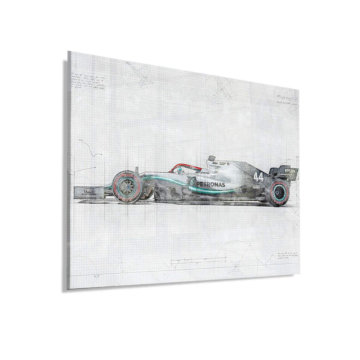 Plano técnico inspirado en Mercedes F1 - cuadro en vidrio acrílico