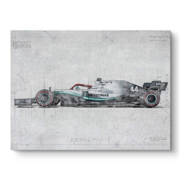 Mercedes F1 Inspired Blueprint Canvas Art
