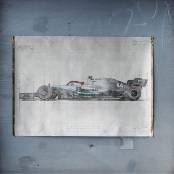 Szkic techniczny inspirowany Mercedesem F1 - plakat