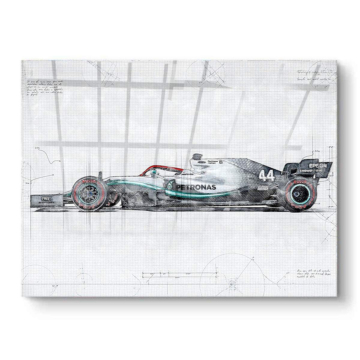 Plan technique inspiré de Mercedes F1 - tableau PVC brillant