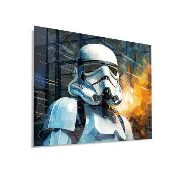 Retrato batalla inspirado en Stormtrooper - cuadro en vidrio acrílico