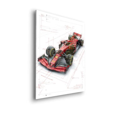 Boceto Ferrari F1-75 - cuadro en vidrio acrílico