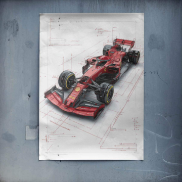 Ferrari F1-75 Sketch - plakat