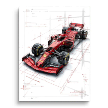 Croquis Ferrari F1-75 - tableau PVC brillant