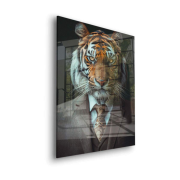 Retrato de tigre con traje - cuadro en vidrio acrílico