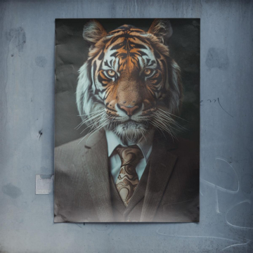 Retrato de tigre con traje - póster
