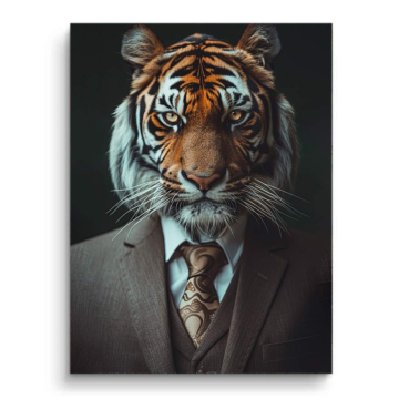 Retrato de tigre con traje - cuadro PVC mate