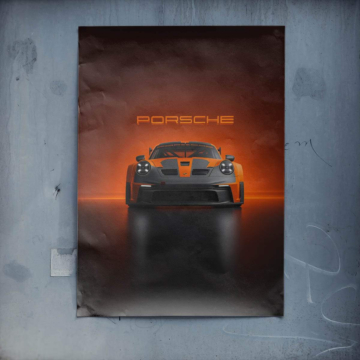 Porsche naranja - póster