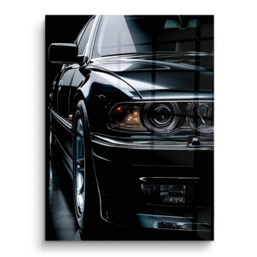 Noir bmw vintage gros plan - tableau PVC brillant