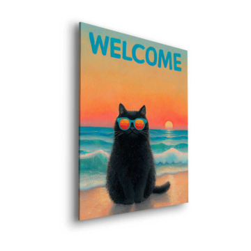 Welcome Black Cat Dibond Matt Art