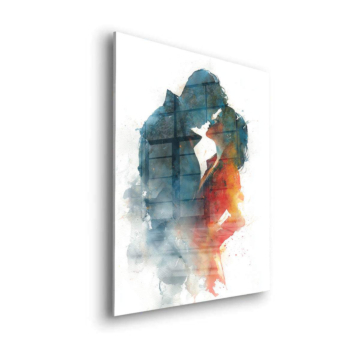 Watercolor Couple Kiss Acrylic Glass Art