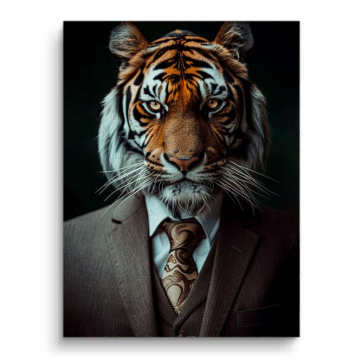 Portrait de tigre en costume - tableau sur toile