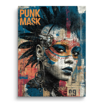 Retrato con máscara punk - cuadro en lienzo