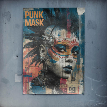 Retrato con máscara punk - póster