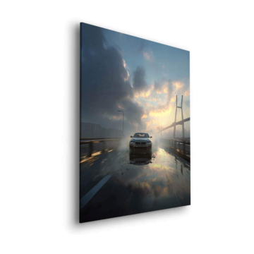 Ruta BMW bridge lluvia - cuadro Dibond mate