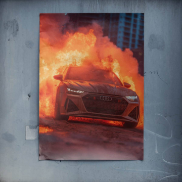 Audi-Schriftzug in Feuer - Poster