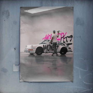 Porsche con dinero y grafiti - póster