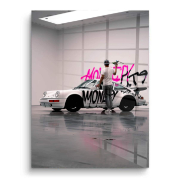 Porsche mit Geld-Graffiti - PVC-Bild glänzend