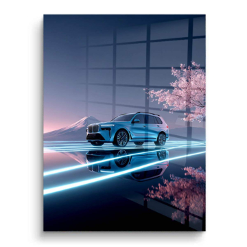 BMW Electric nocny przejażdżka - obraz na PVC z połyskiem