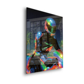 Neon-Motorradfahrer - Acrylglasbild