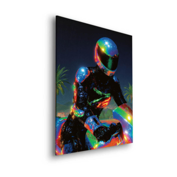 Neon Motorcycle Rider Dibond Matt Art