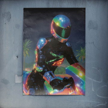 Neonowy motocyklista - plakat