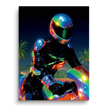 Neonowy motocyklista - obraz na matowym PVC