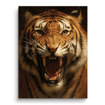 Retrato de tigre rugiente - cuadro PVC mate