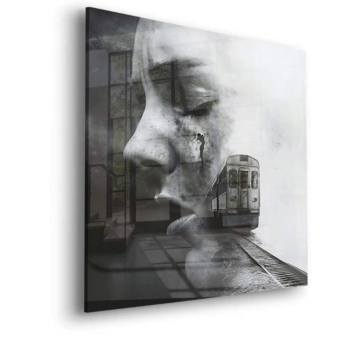 Surreal Woman Train Journey Acrylic Glass Art