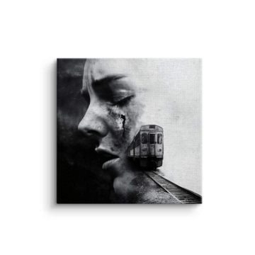 Surreal Woman Train Journey Canvas Art