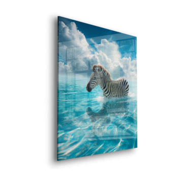 Zebra Ocean Splash Acrylic Glass Art