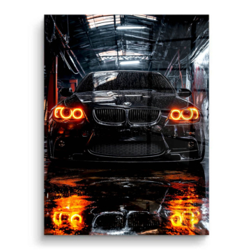 BMW M3 dans un garage humide - tableau PVC brillant